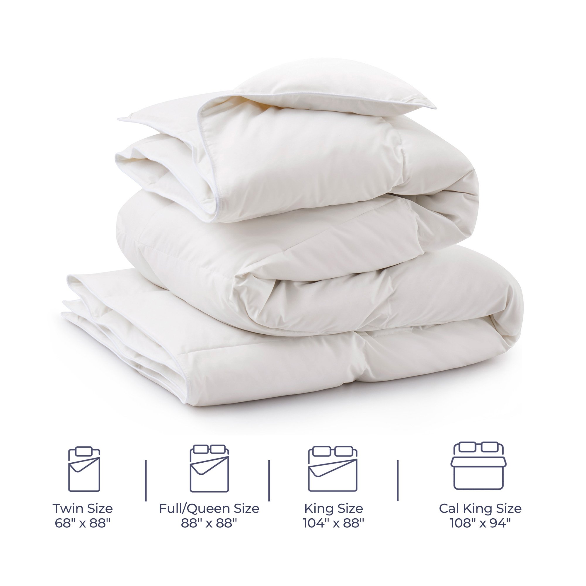 Premium All Seasons White Goose Feather Fiber And Down Comforter - Lucent White, Full/Queen