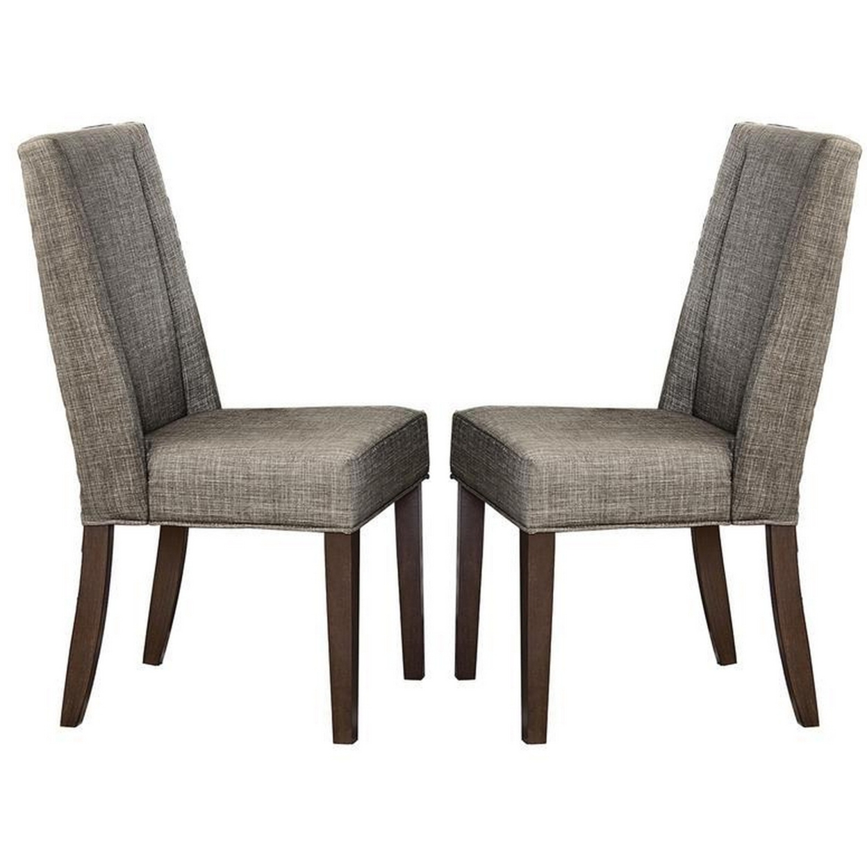 Wood & Fabric Dining Side Chair With Shallow Wing Back, Gray & Dark Brown, Set Of 2- Saltoro Sherpi