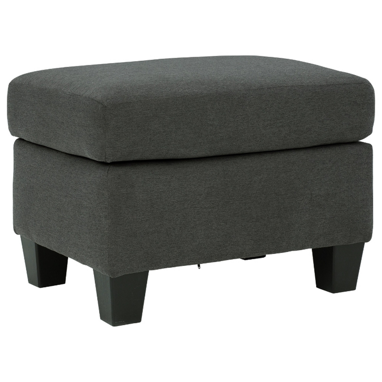 Ottoman With Fabric Upholstery And Tapered Legs, Charcoal- Saltoro Sherpi