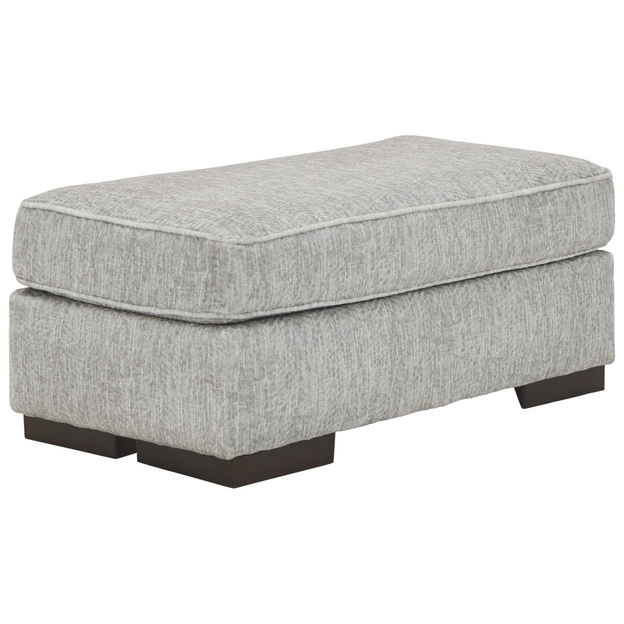 Ottoman With Fabric Upholstery And Welt Trim Details, Gray- Saltoro Sherpi