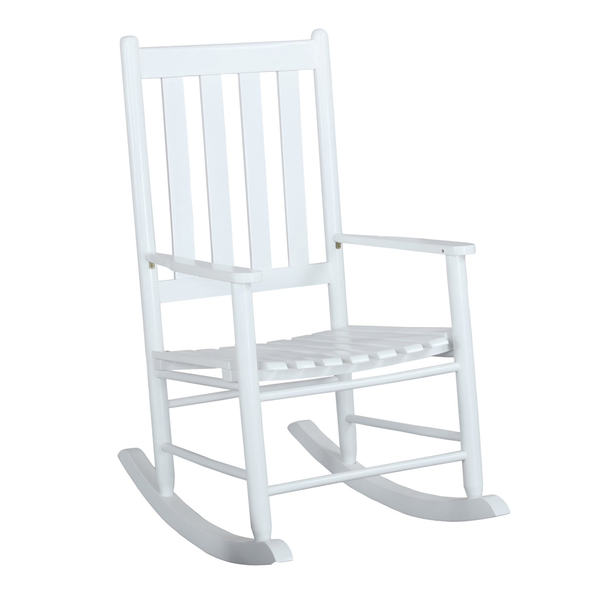 Wooden Rocking Chair With Slat Back And Mission Style, White- Saltoro Sherpi