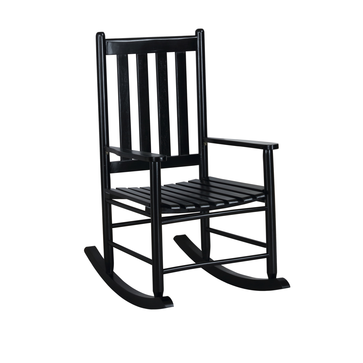 Wooden Rocking Chair With Slat Back And Mission Style, Black- Saltoro Sherpi