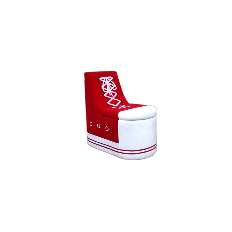 Sneaker Shoe Shaped Wooden Chair With Storage, Red And White- Saltoro Sherpi