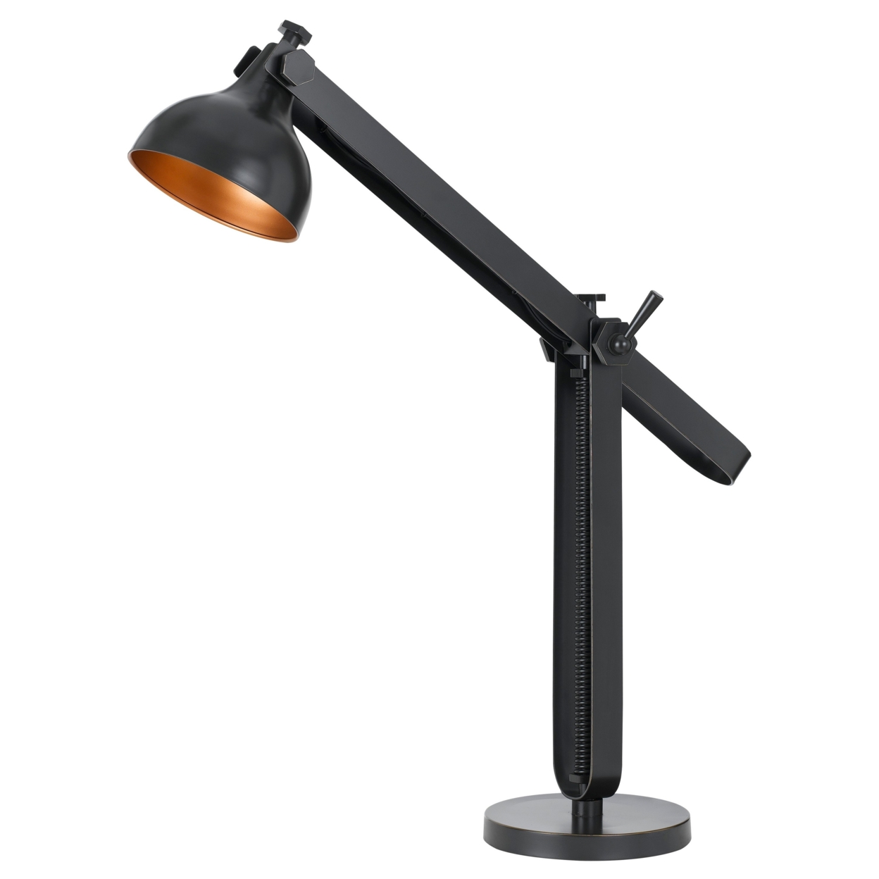 60 Watt Adjustable Metal Desk Lamp With Cork Screw Base, Black- Saltoro Sherpi