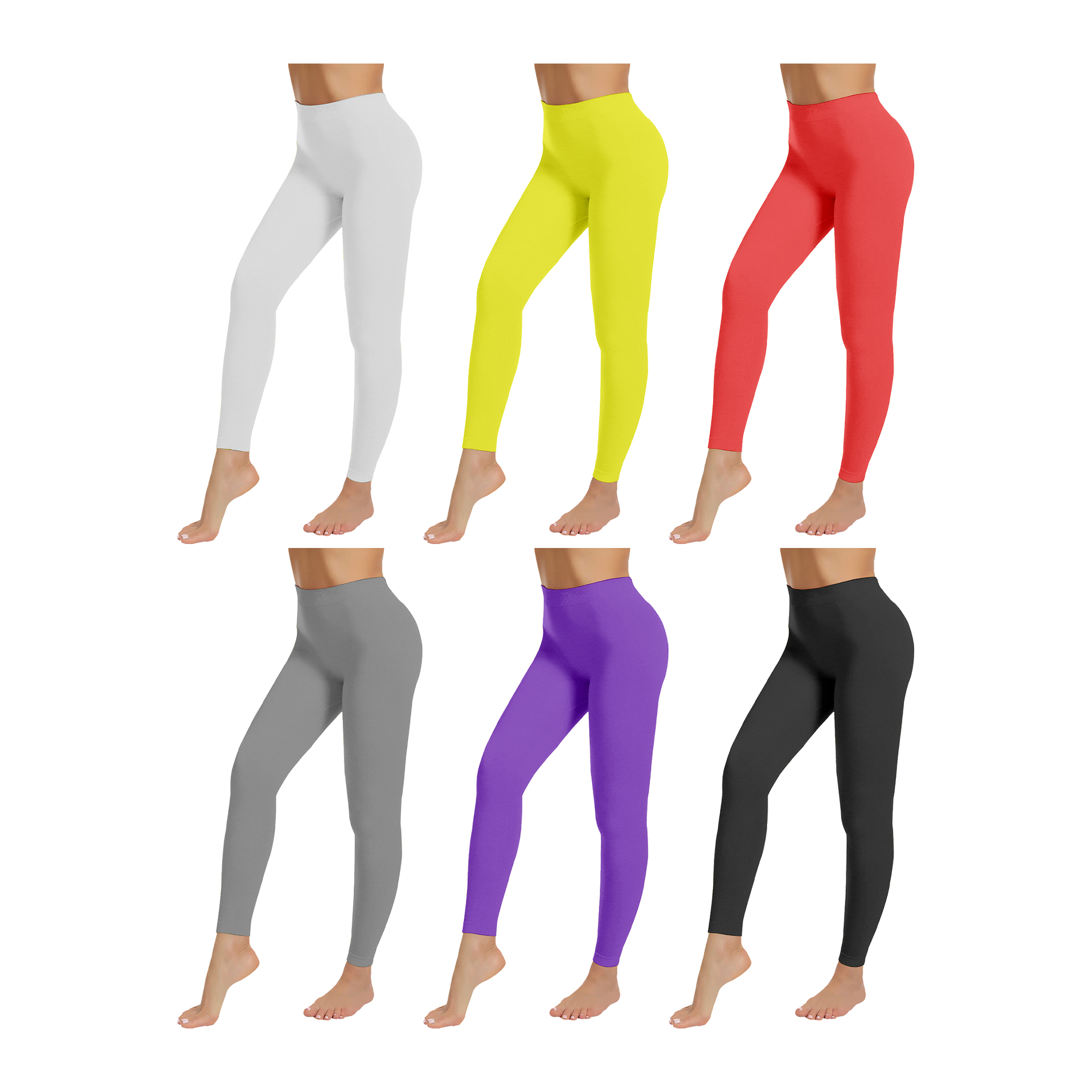 3-Pack: Women's High-Waist Ultra-Soft Solid Fitness Stretchy Yoga Leggings Pants - XS