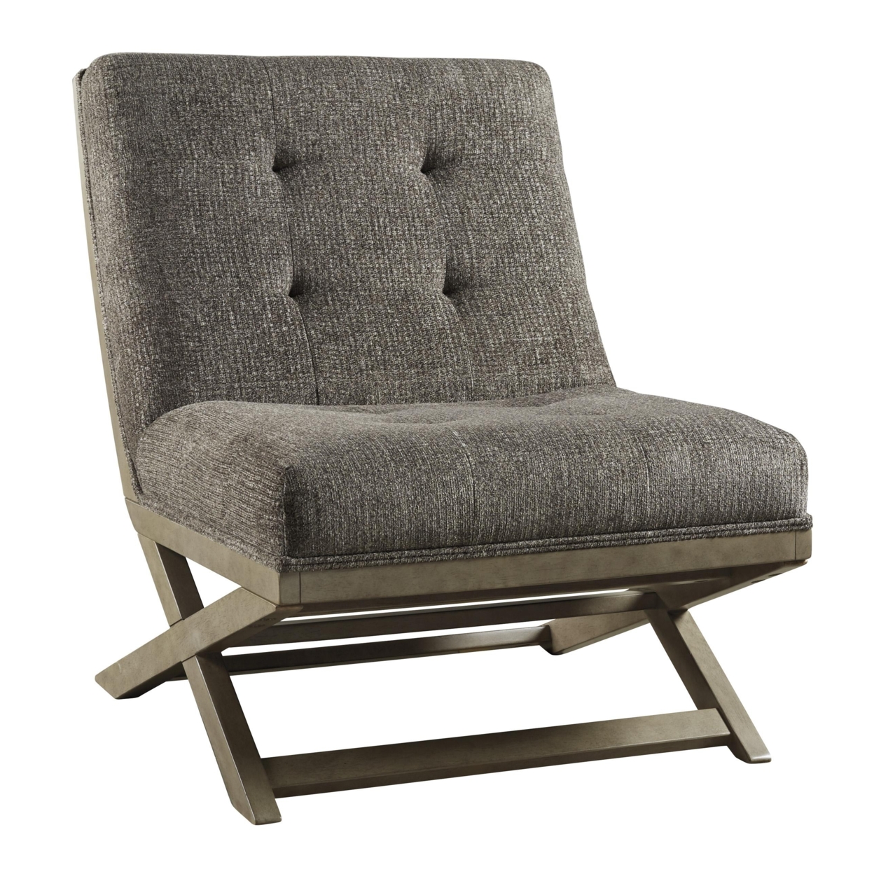 X Frame Base Wooden Accent Chair With Padded Seat And Back, Brown And Gray- Saltoro Sherpi