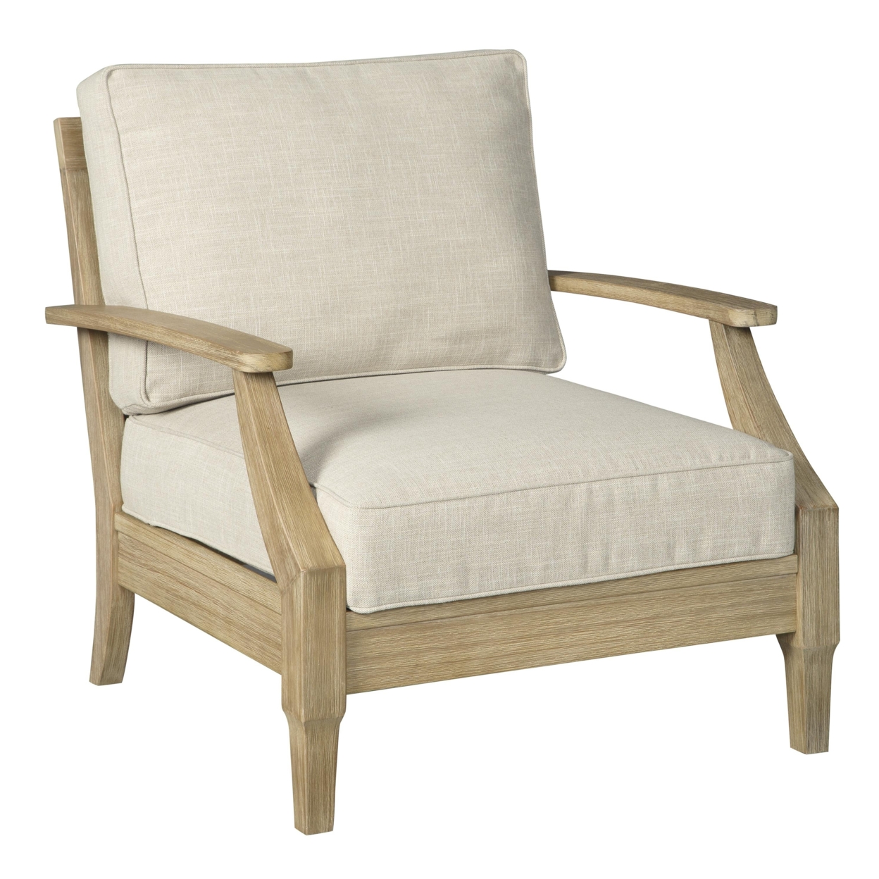 Traditional Wooden Chair With Fabric Cushioned Seating, Beige And Brown- Saltoro Sherpi