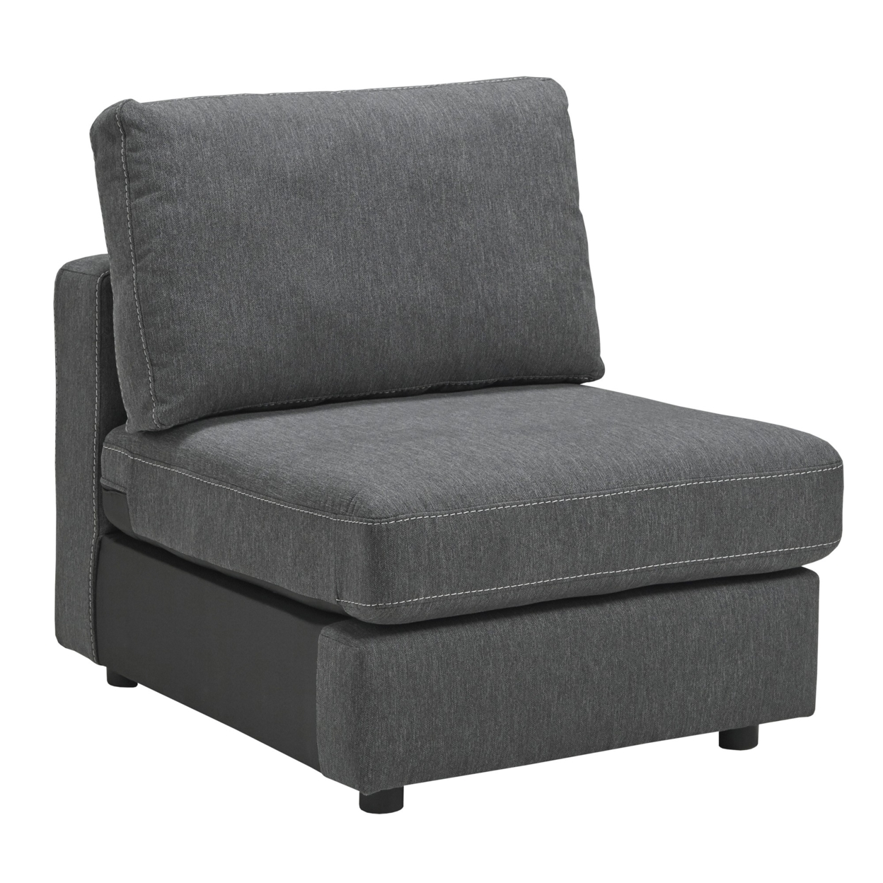 Armless Chair With Fabric Padded Seat And Block Legs, Gray- Saltoro Sherpi