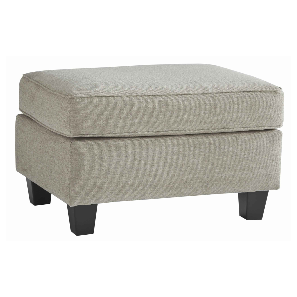 Fabric Upholstered Wooden Ottoman With Welt Trims, Beige And Black- Saltoro Sherpi