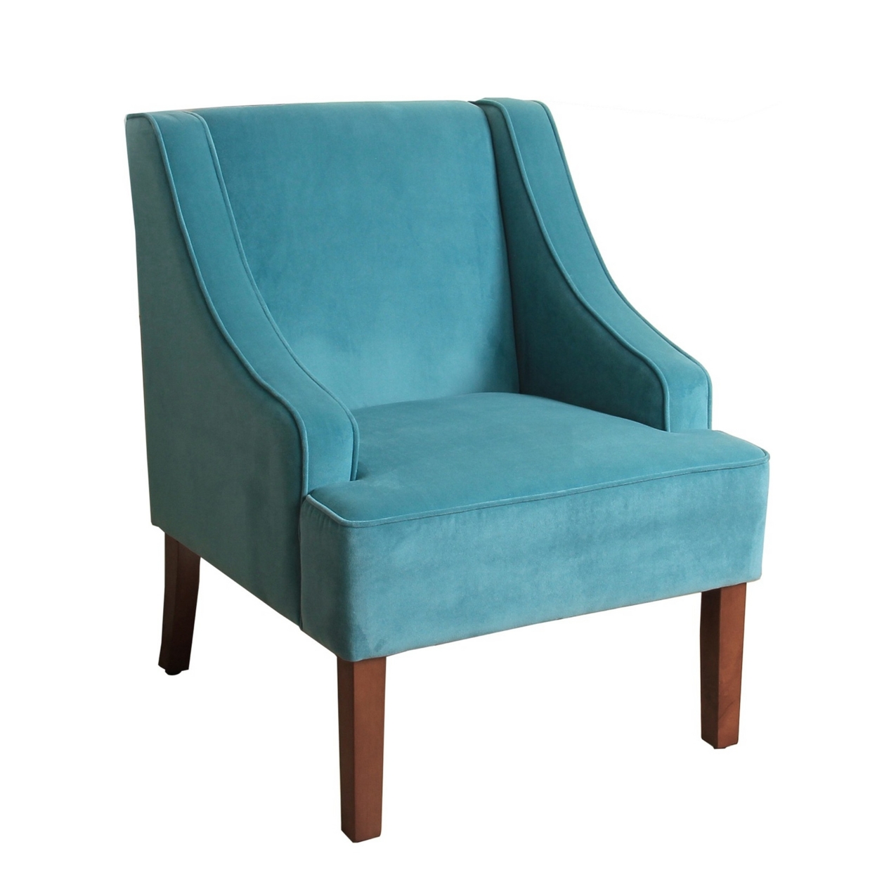 Fabric Upholstered Wooden Accent Chair With Wingback, Blue And Brown- Saltoro Sherpi