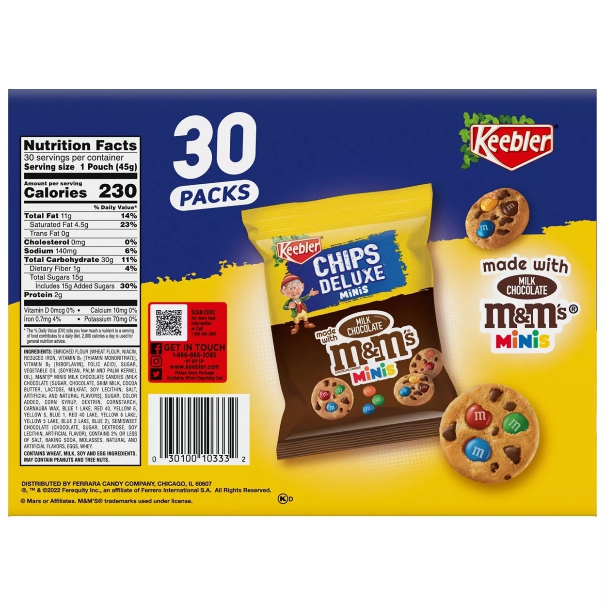 Keebler Chips Deluxe M&M Minis, 1.6 Ounce (Pack Of 30)