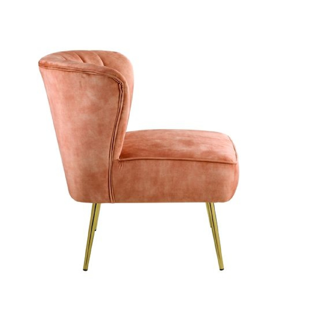 Accent Chair With Curved Tufted Back, Orange And Gold- Saltoro Sherpi