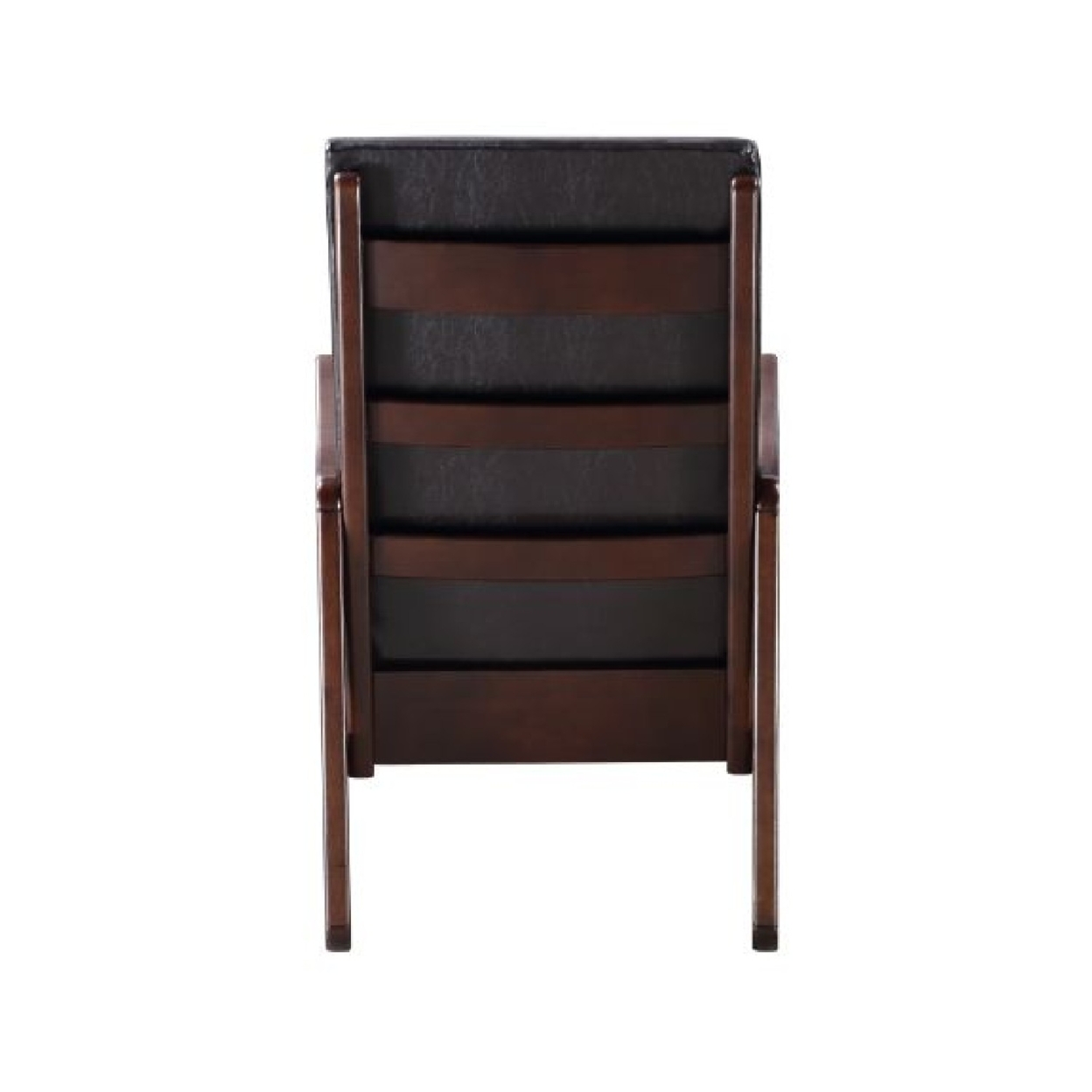 Rocking Chair With Leatherette Seating And Wooden Frame, Black- Saltoro Sherpi