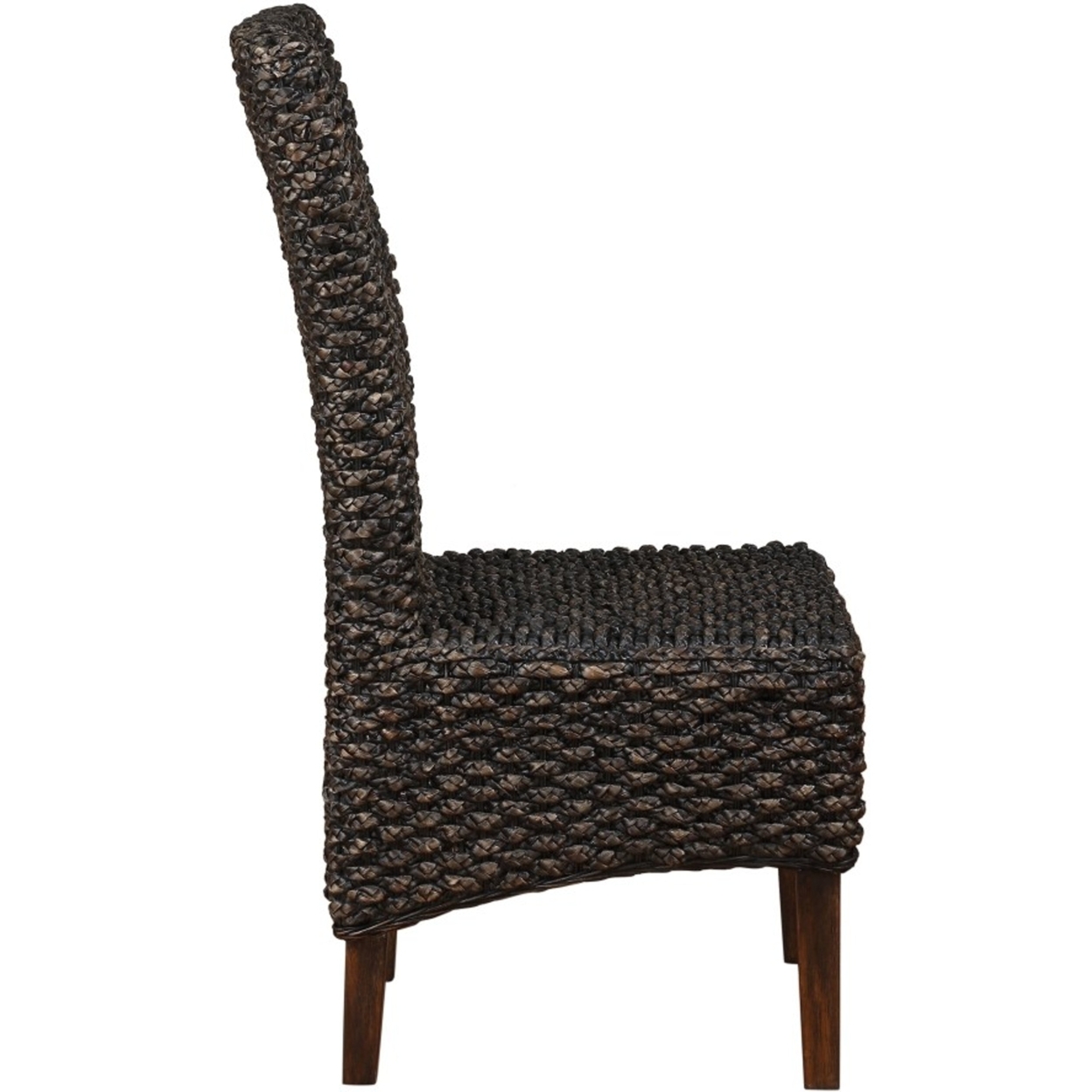 Wicker Woven Wooden Chair With High Back, Set Of 2, Brown- Saltoro Sherpi