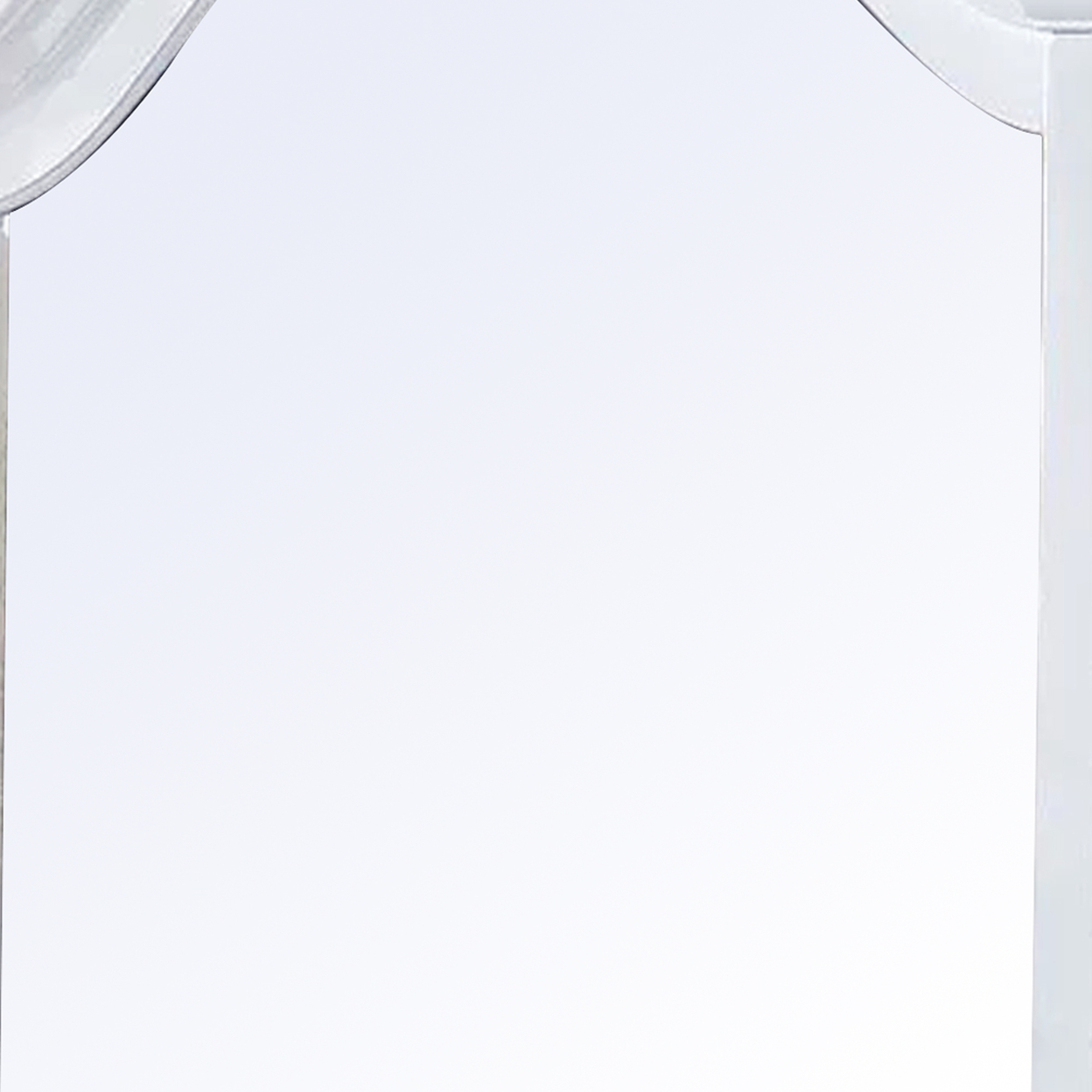 Transitional Style Wooden Wall Mirror With Crown Top, White- Saltoro Sherpi