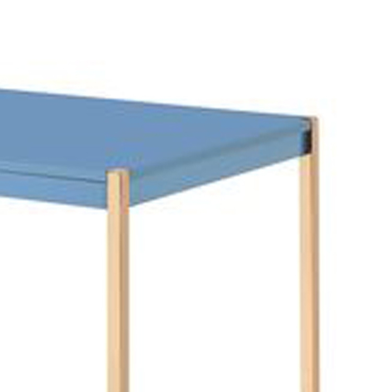 Writing Desk With USB Dock And Metal Legs, Blue And Rose Gold- Saltoro Sherpi