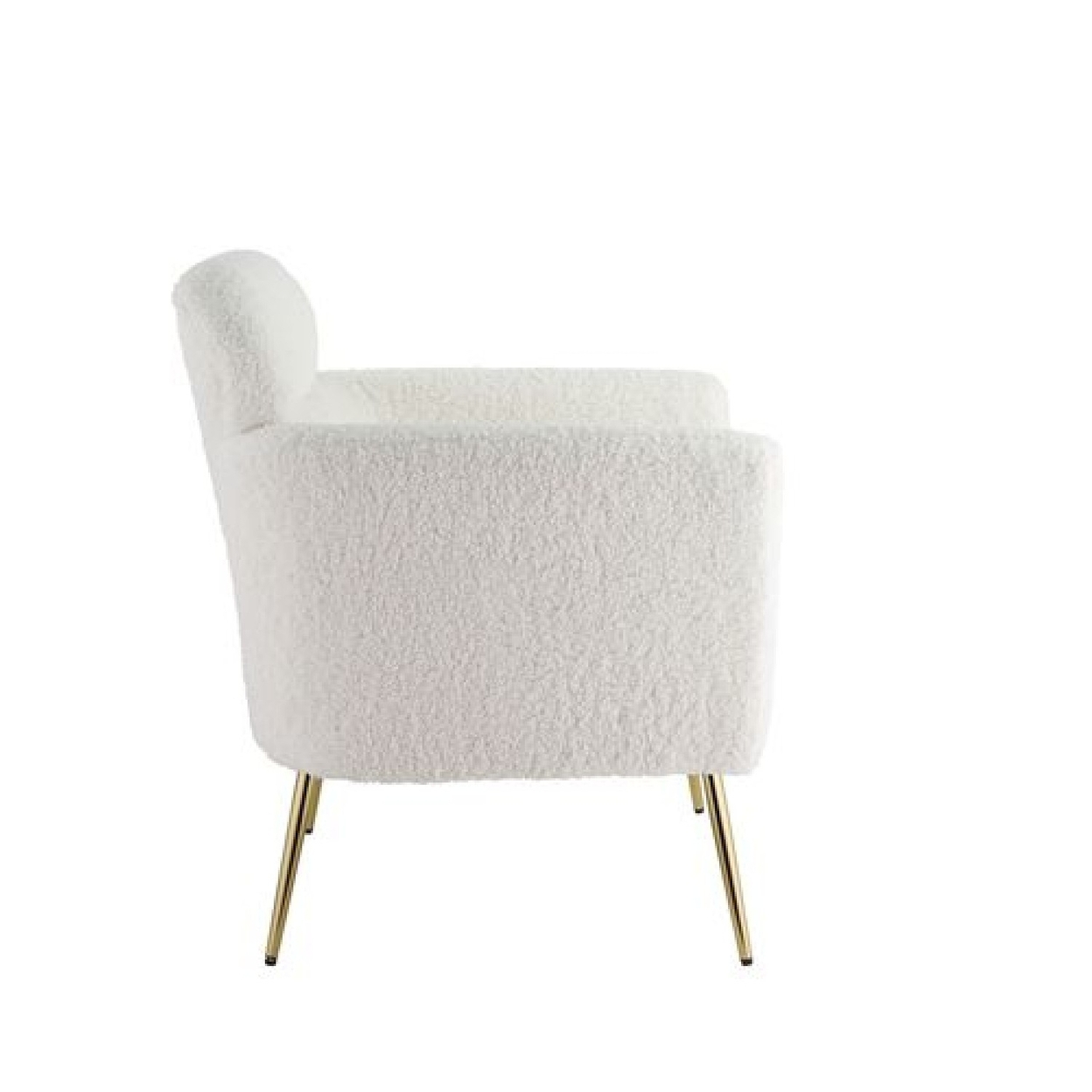 Accent Chair With Textured Fabric And Sleek Metal Legs, White And Gold- Saltoro Sherpi