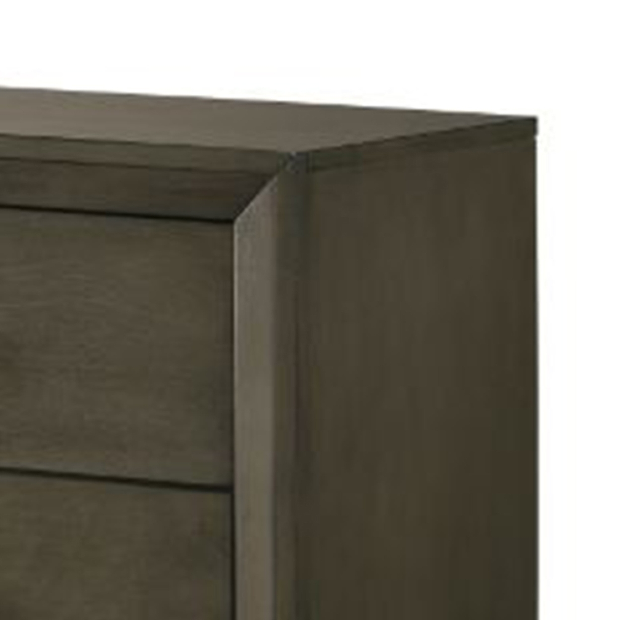 Nightstand With 2 Drawers And Panel Base Support, Gray- Saltoro Sherpi