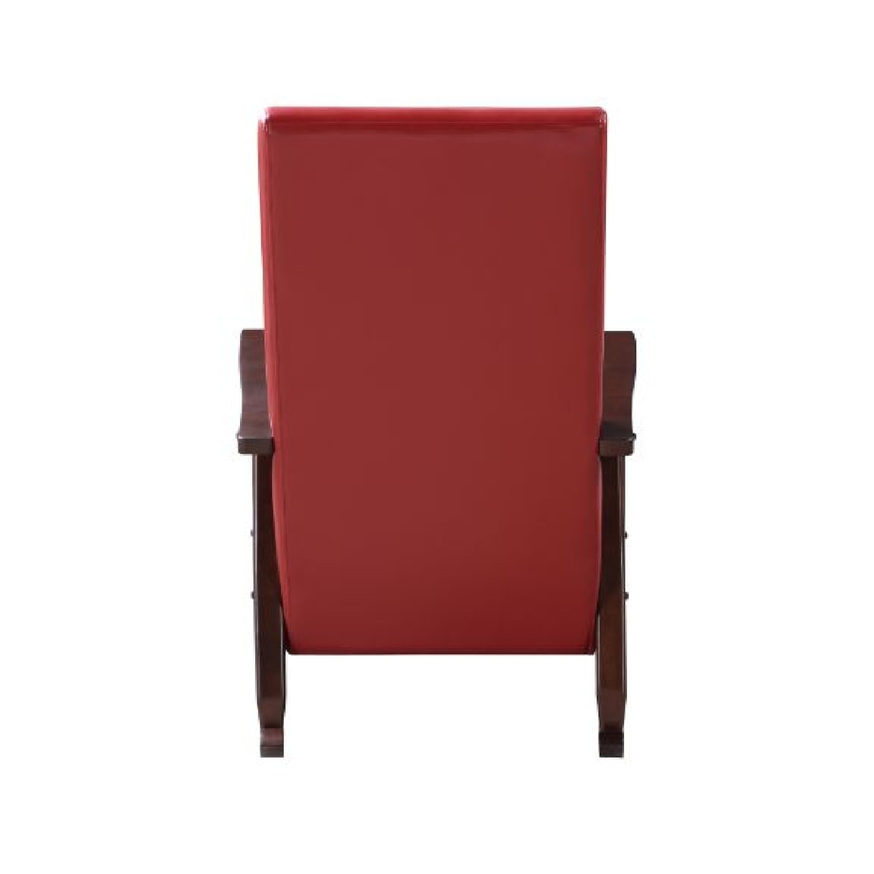 Rocking Chair With Leatherette Seating And Wooden Frame, Red- Saltoro Sherpi