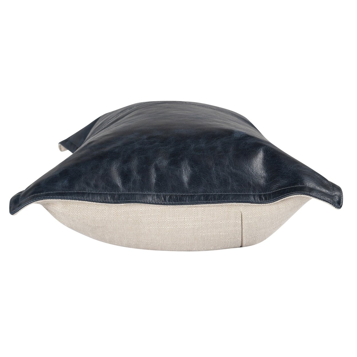 Norm 14 X 26 Lumbar Accent Throw Pillow, 4 Pieced Design, Soft Blue Leather- Saltoro Sherpi