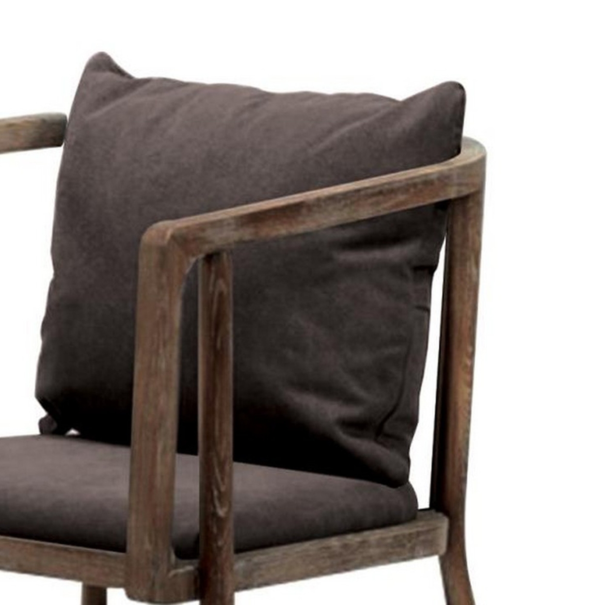 26 Inch Modern Accent Armchair With Gray Linen Padded Cushions, Wood Frame- Saltoro Sherpi