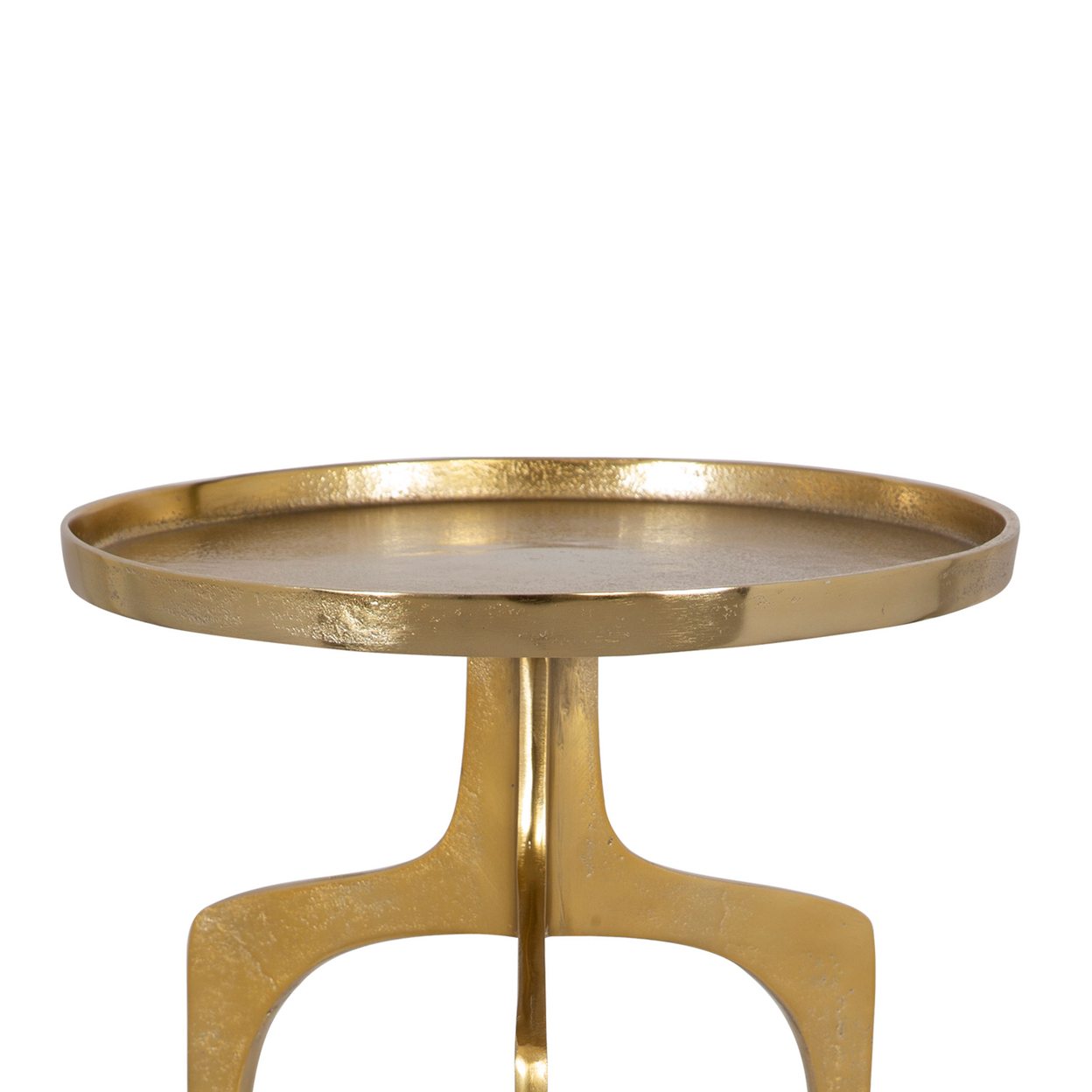22 Inch Metal Round Accent Table, Three Curved Legs, Gold- Saltoro Sherpi