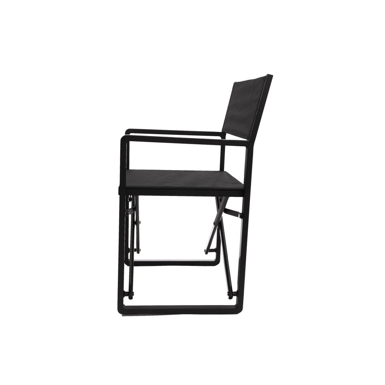 Metal Director Chair With X Shaped Braces, Set Of 2, Black- Saltoro Sherpi