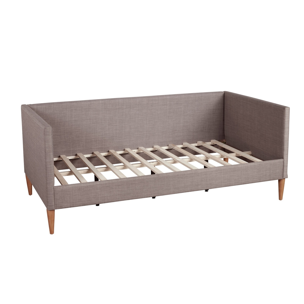 Daybed With Wooden Frame And Fabric Upholstery, Dark Gray- Saltoro Sherpi