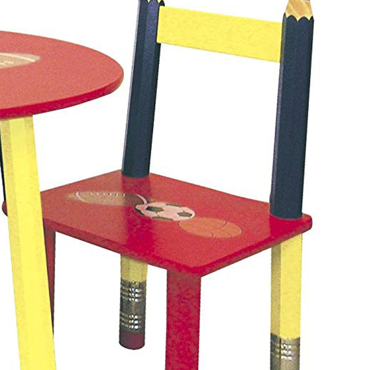 3 Piece Kids Pencil Themed Table Set With 2 Chairs, Multicolor- Saltoro Sherpi