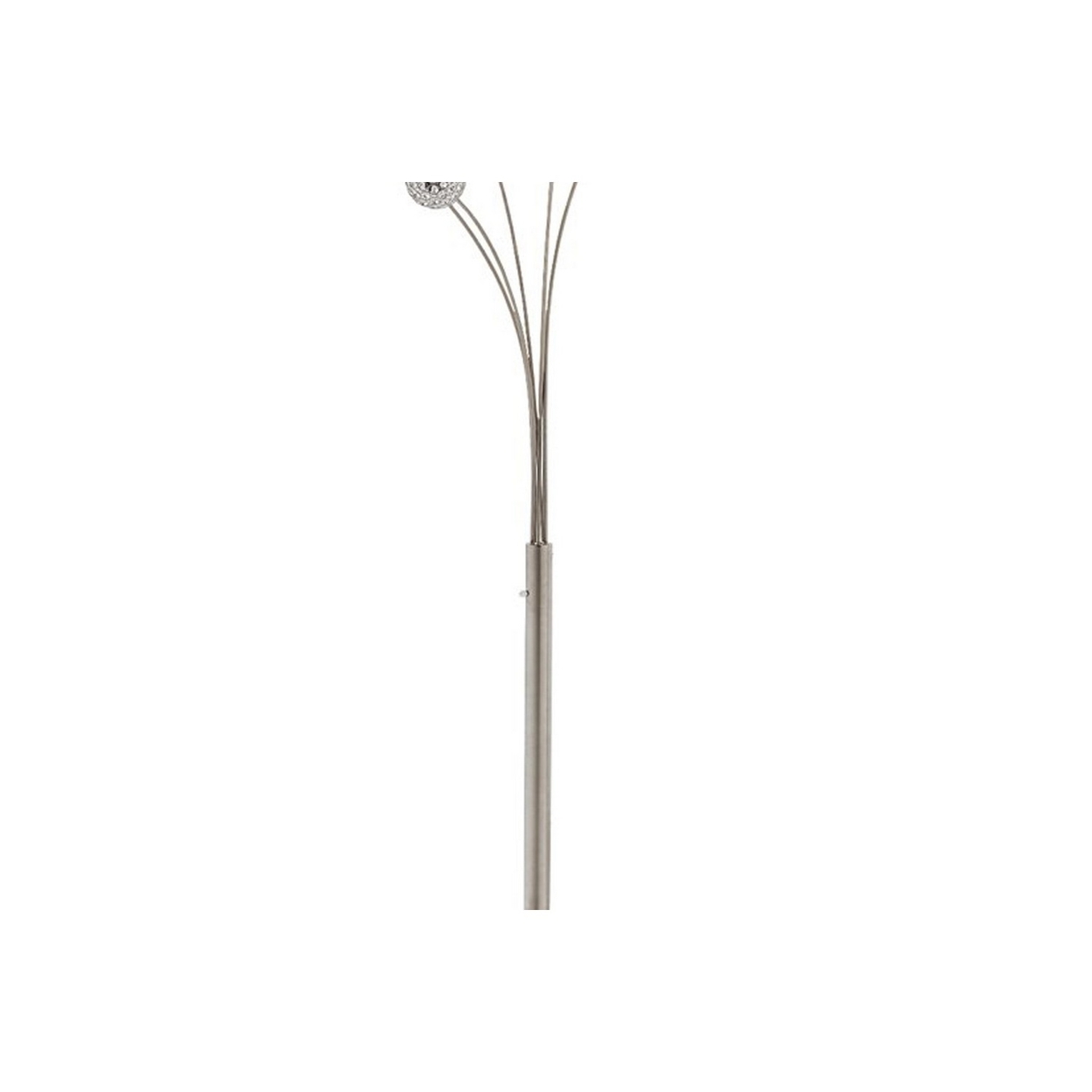 Contemporary Metal Arc Acrylic Bead Lamp With Circular Leg Base, Silver- Saltoro Sherpi
