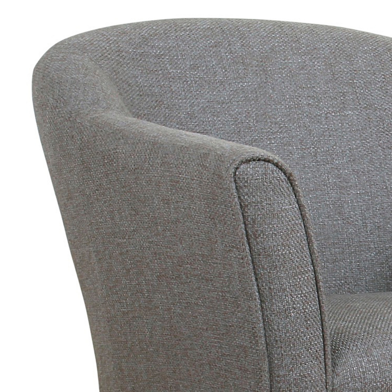 Fabric Upholstered Wooden Accent Chair With Barrel Style Back, Gray And Brown- Saltoro Sherpi