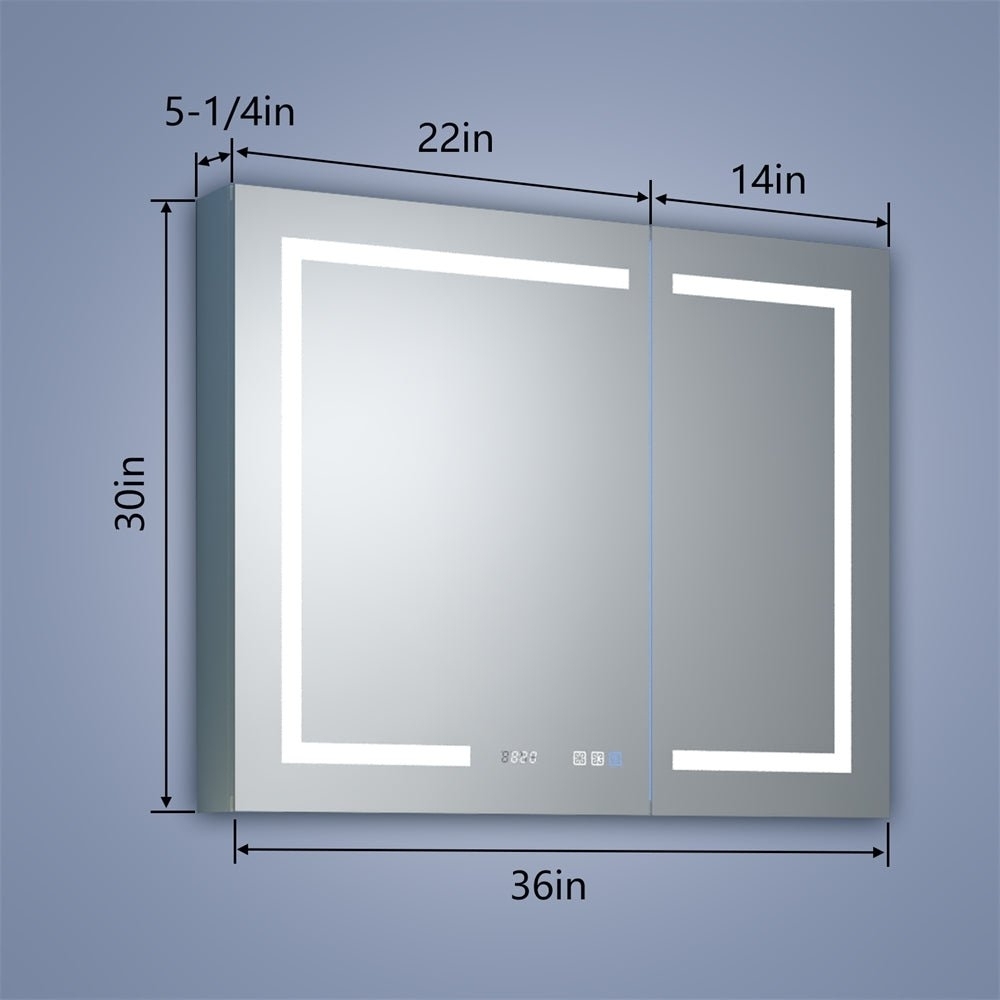 Boost-M1.5 36 W X 30 H LED Lighted Bathroom Medicine Cabinet With Mirror Recessed Or Surface Mounted LED Medicine Cabinet