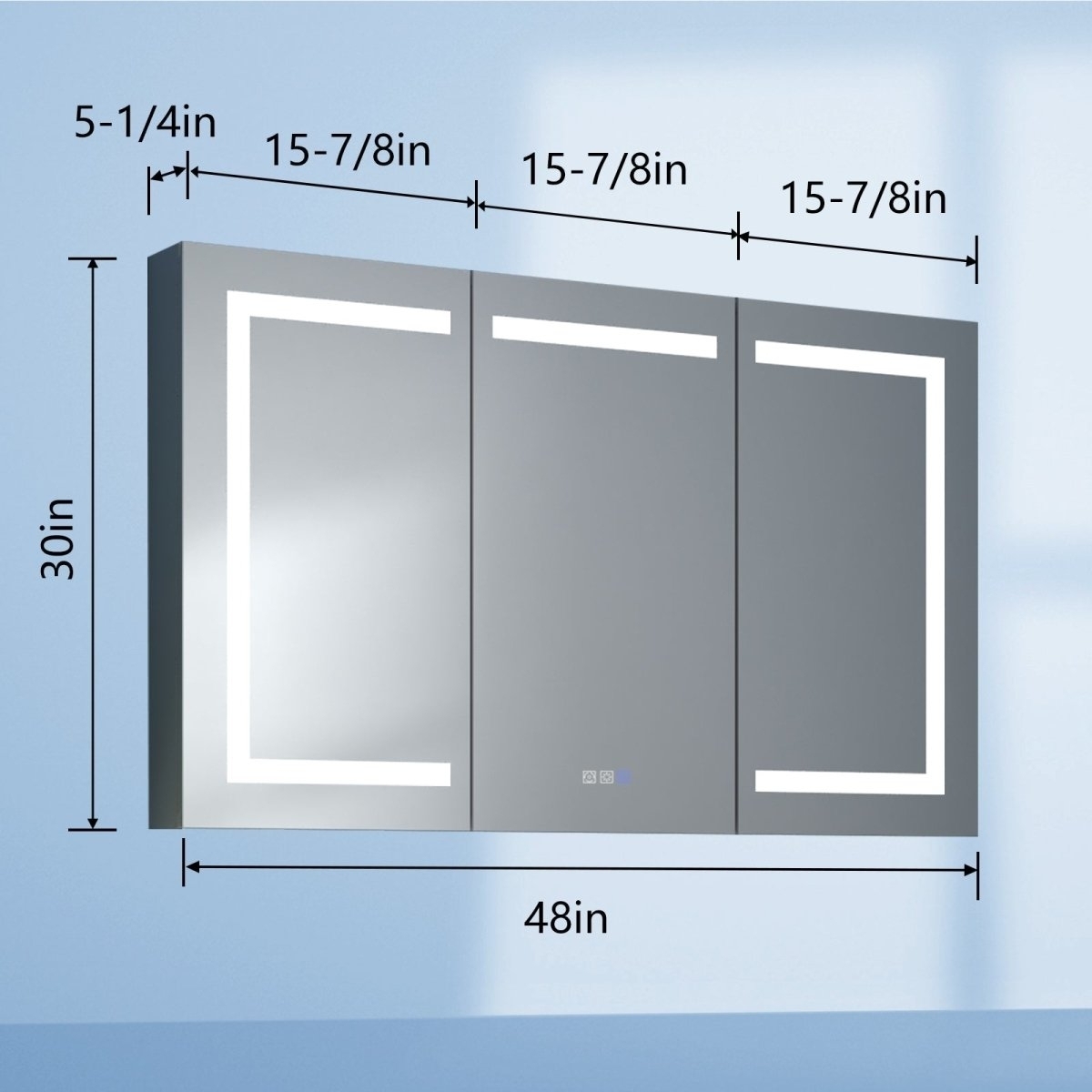 Boost-M1 48 W X 30 H Lighted Medicine Cabinet,Recessed Or Surface Led Medicine Cabinet,Three Glass Shelves