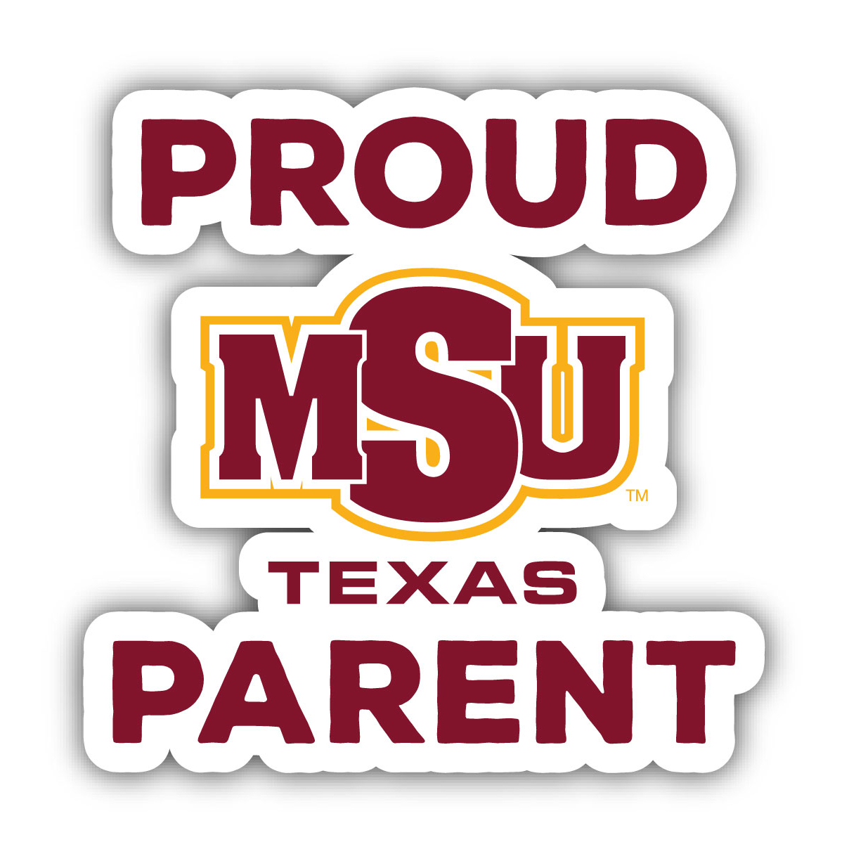 Midwestern State University Mustangs Proud Parent 4 Sticker - (4 Pack)