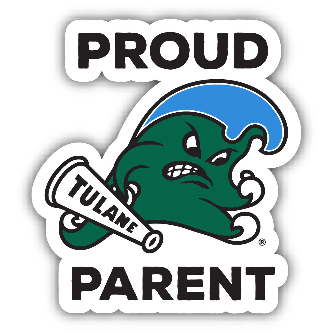 Tulane University Green Wave Proud Parent 4 Sticker