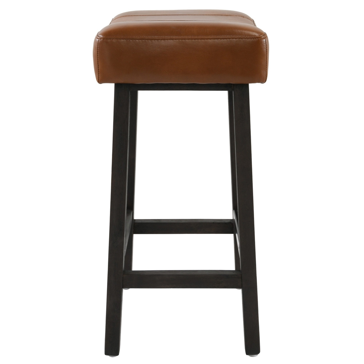 26 Inch Wooden Frame Leatherette Backless Counterstool, Brown- Saltoro Sherpi