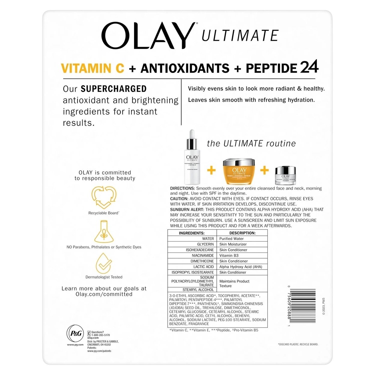 Olay Ultimate Vitamin C + Antioxidants + Peptide 24 Moisturizer, 1.7 Oz (2 Pack)