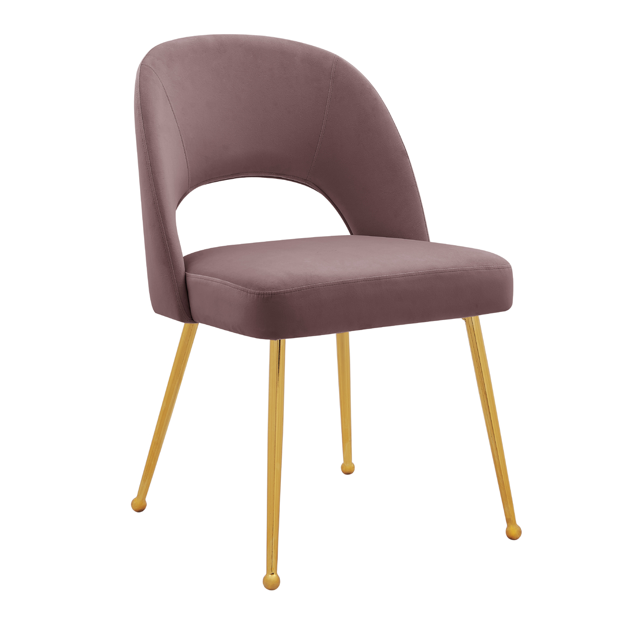 Iconic Home Wilbourn Dining Side Chair Velvet Upholstered Open Back Design Gold Plated Solid Metal Legs (Set Of 2) - Blush