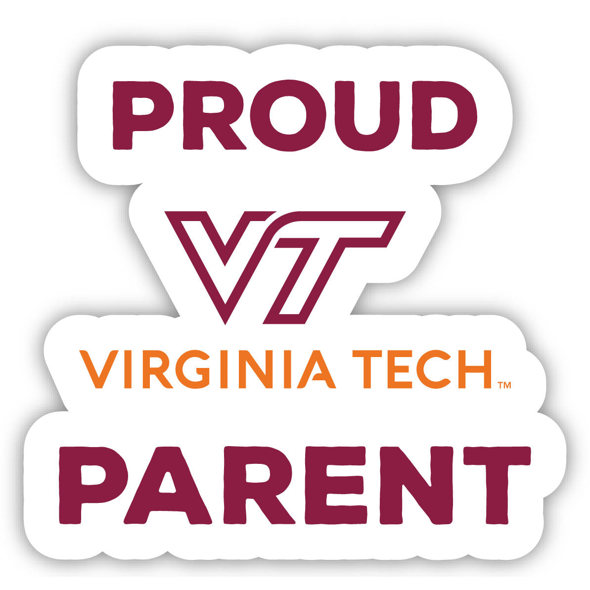 Virginia Tech Hokies Proud Parent 4 Sticker - (4 Pack)