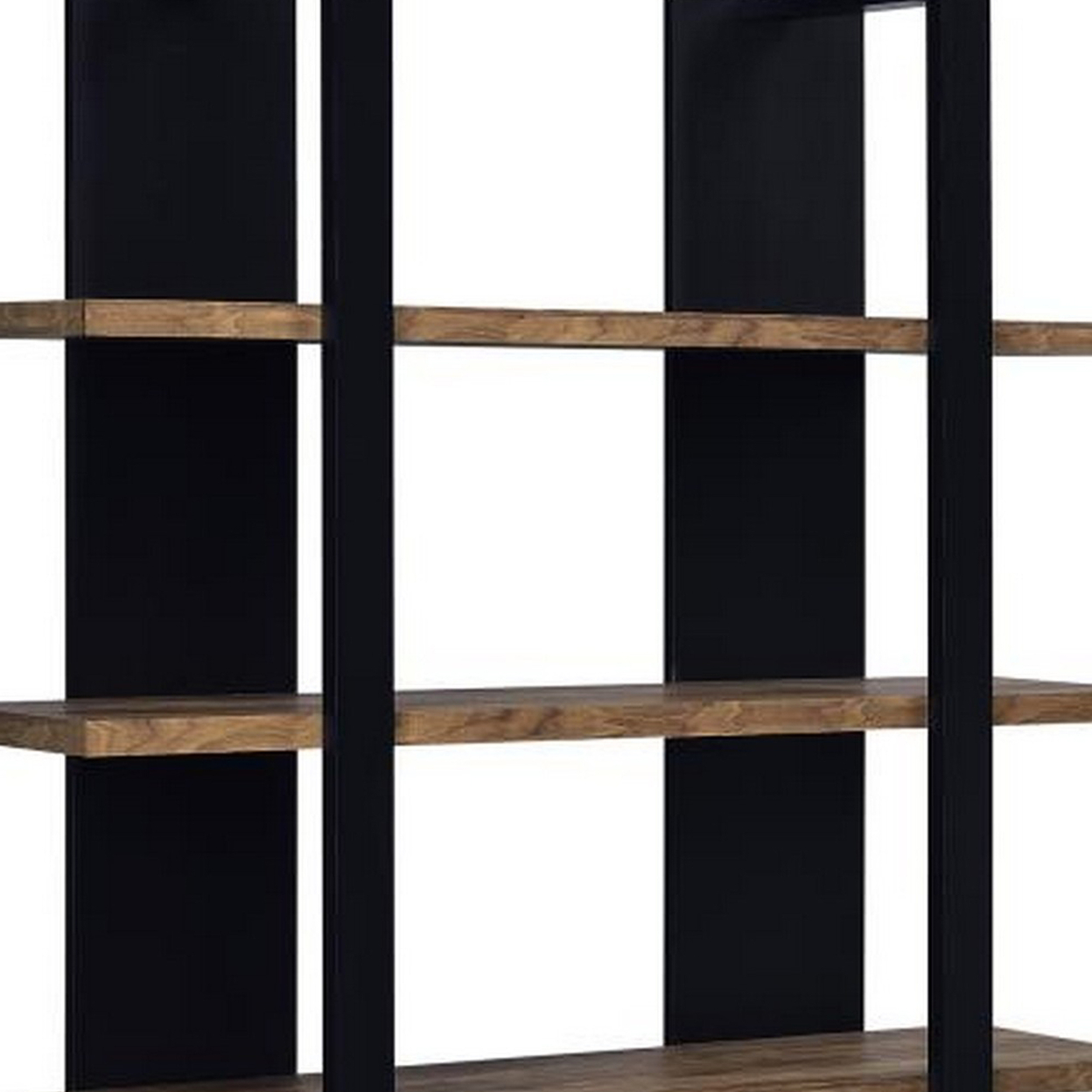 Bookcase With 4 Tier Shelves And Wooden Frame, Brown And Black- Saltoro Sherpi
