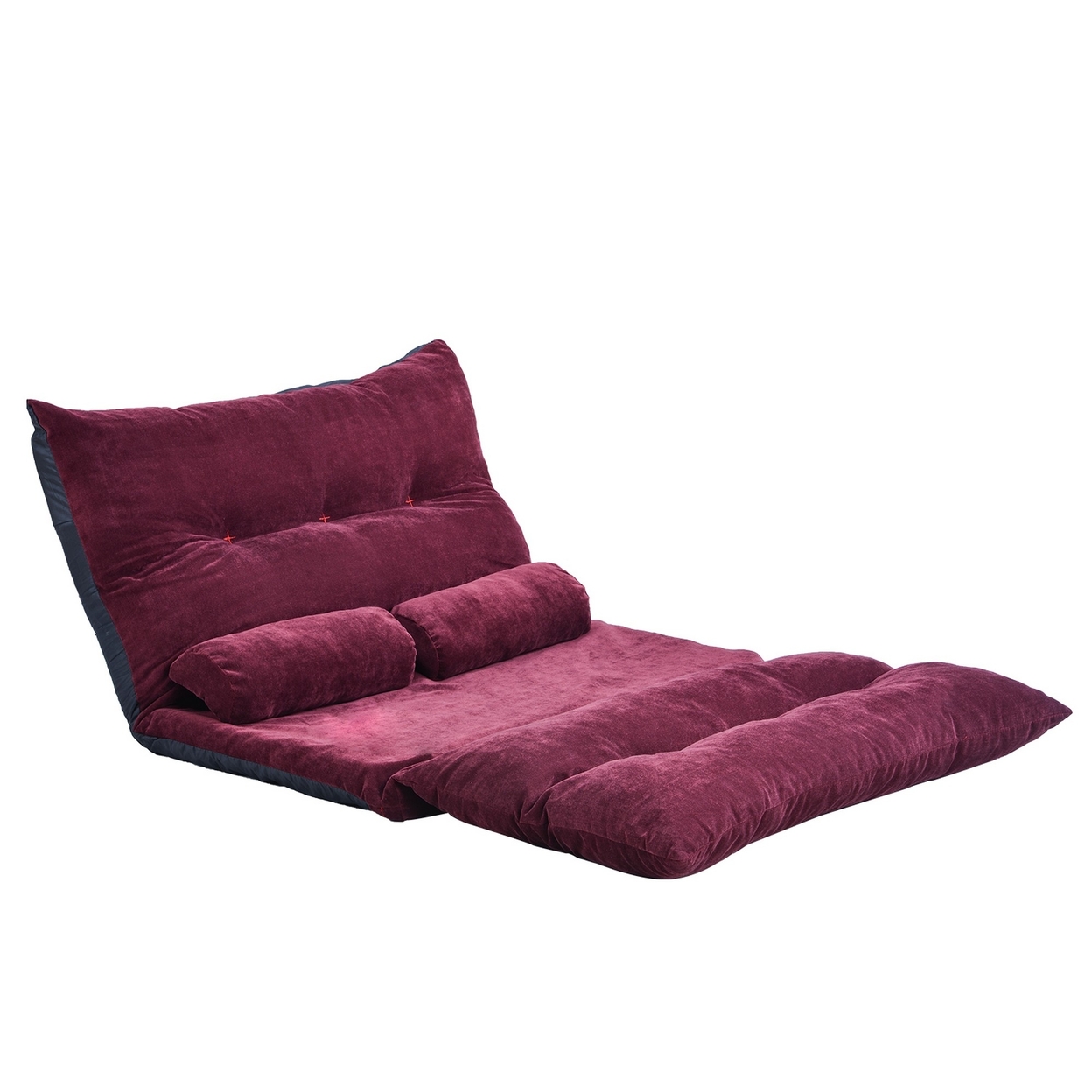 Ross 43 Inch Adjustable Futon Sofa, Folding, 2 Pillows, Reclining, Burgundy- Saltoro Sherpi