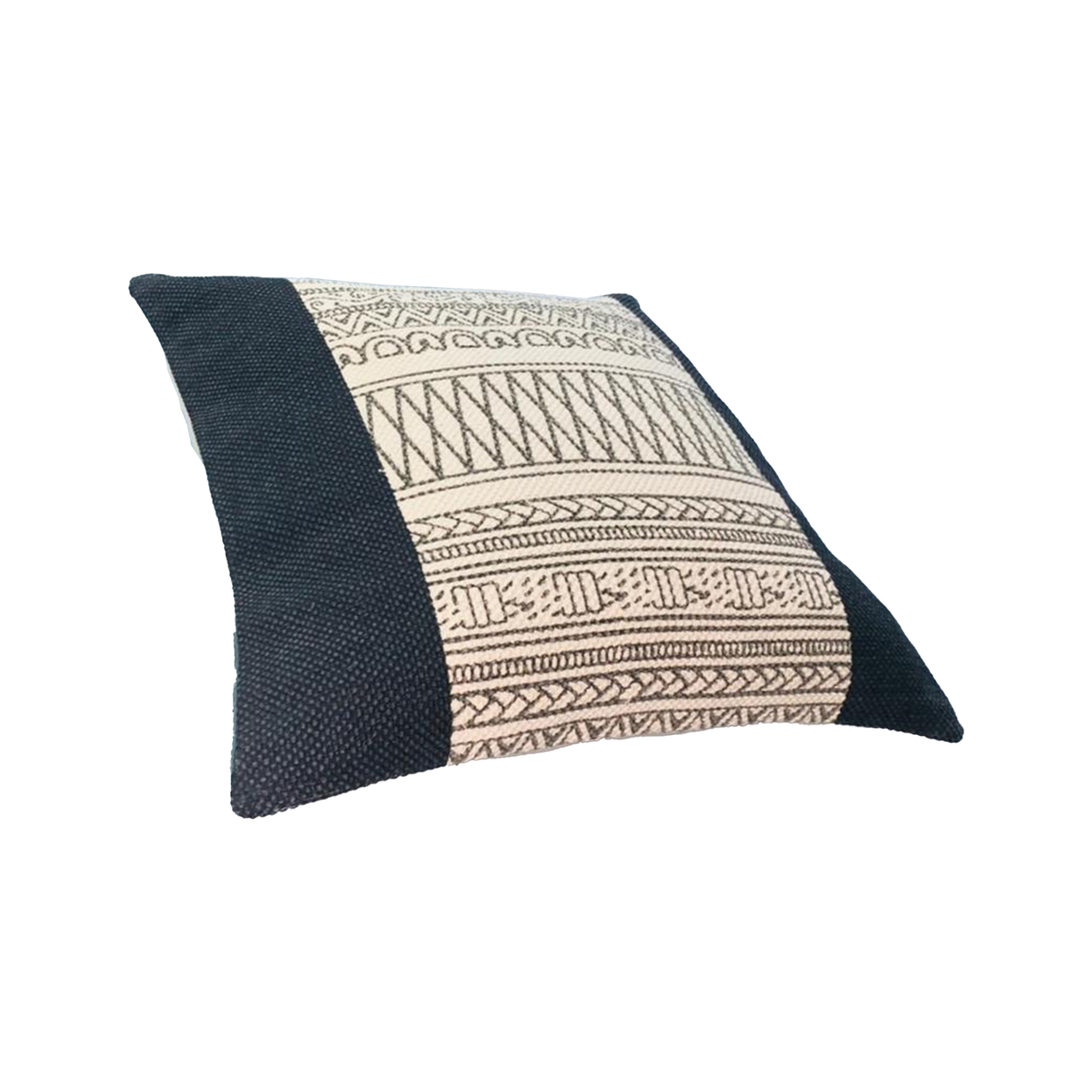 18 X 18 Square Cotton Accent Throw Pillows, Aztec Linework Pattern, Set Of 2, Off White, Black