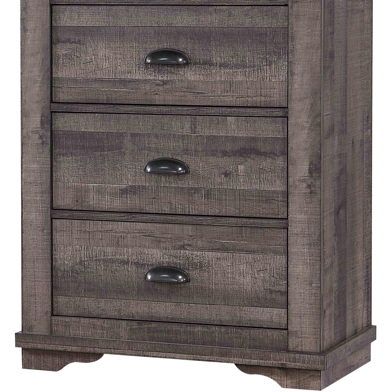 48 Inch 4 Drawer Wooden Chest With Cup Pulls, Gray- Saltoro Sherpi
