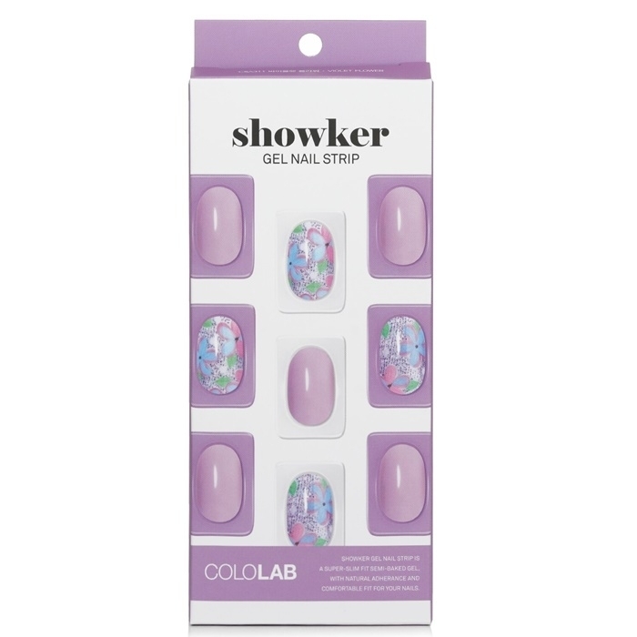Cololab Showker Gel Nail Strip # CSA311 Violet Flower 1pcs