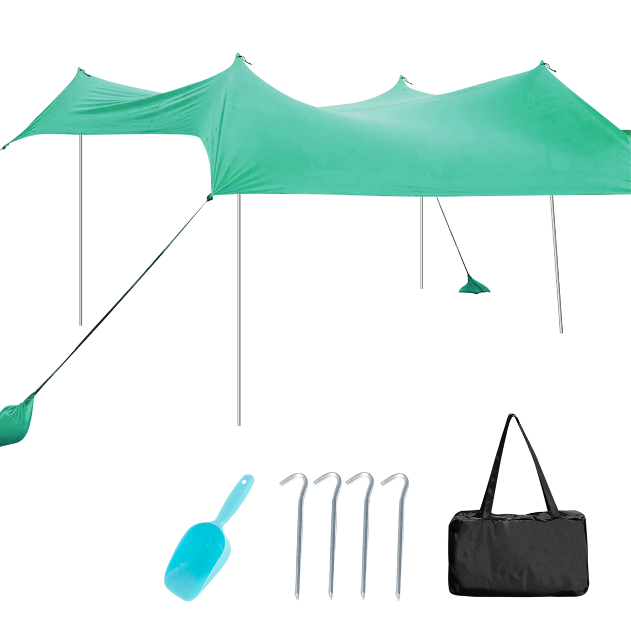 10x9 FT Portable Beach Canopy Tent Shelter W/ Sand Anchor Carry Bag - Green