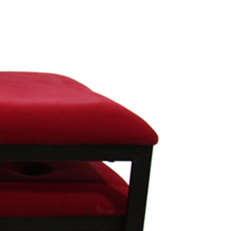 Tufted Leatherette Metal Bench With 2 Extra Seating, Red And Black- Saltoro Sherpi