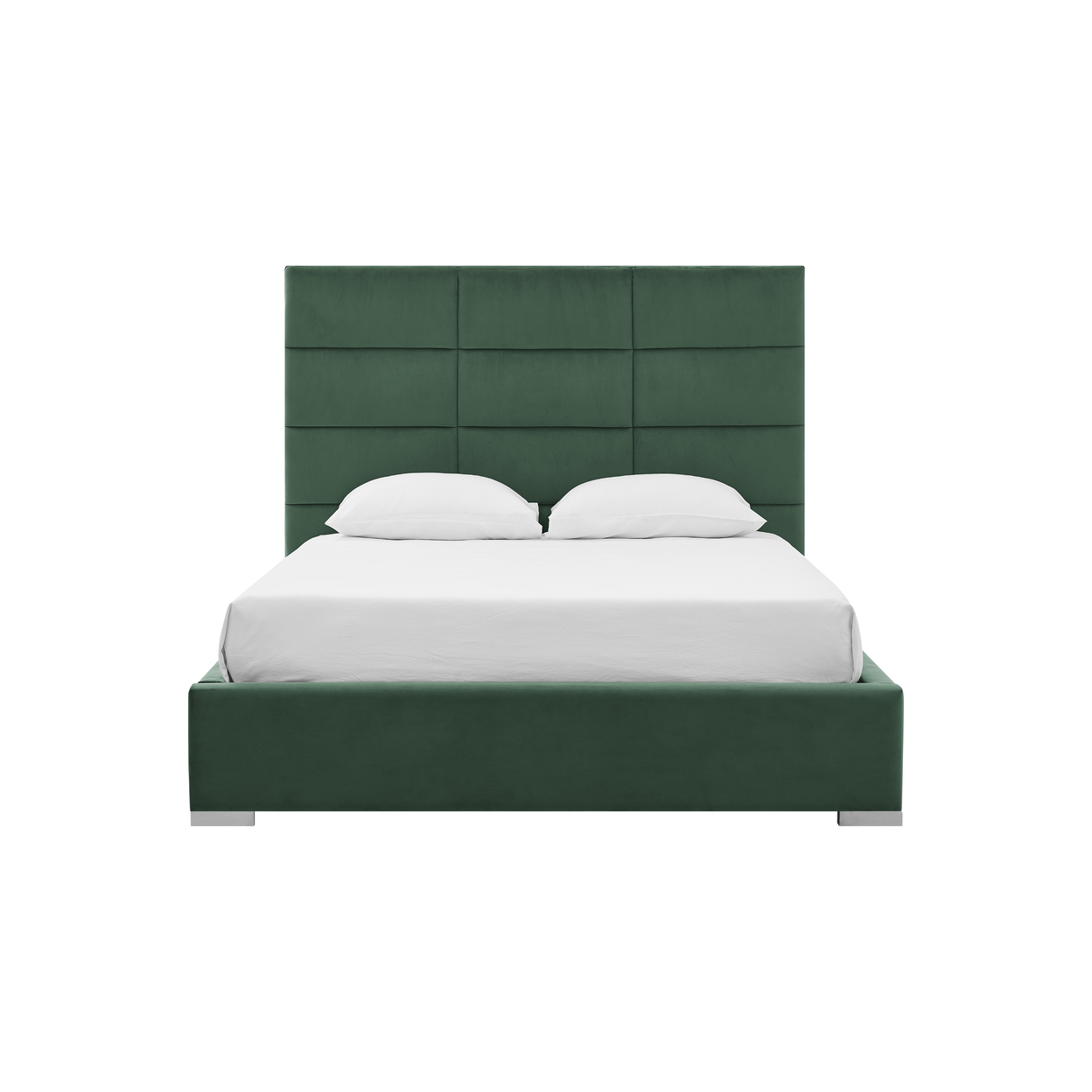 Iconic Home Durazzo Storage Platform Bed Frame With Headboard Velvet Upholstered Box Quilted, Modern Contemporary - Dark Green, Twin