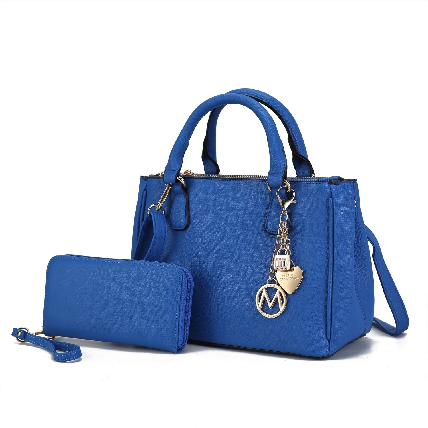 MKF Collection Ruth Vegan Leather Women's Satchel Handbag By Mia K With Wallet - 2 Pieces - Royal Blue