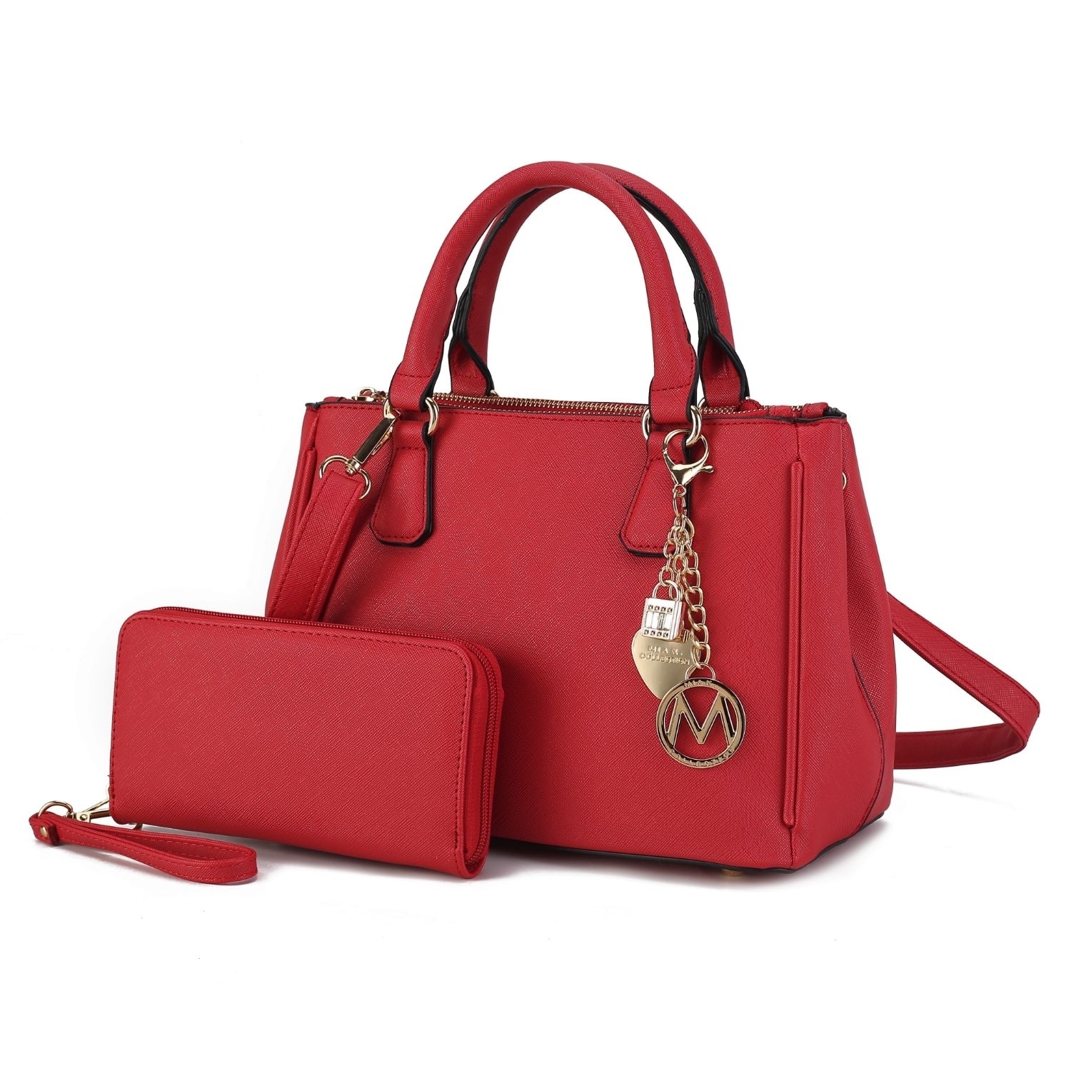 MKF Collection Ruth Vegan Leather Women's Satchel Handbag By Mia K With Wallet - 2 Pieces - Red