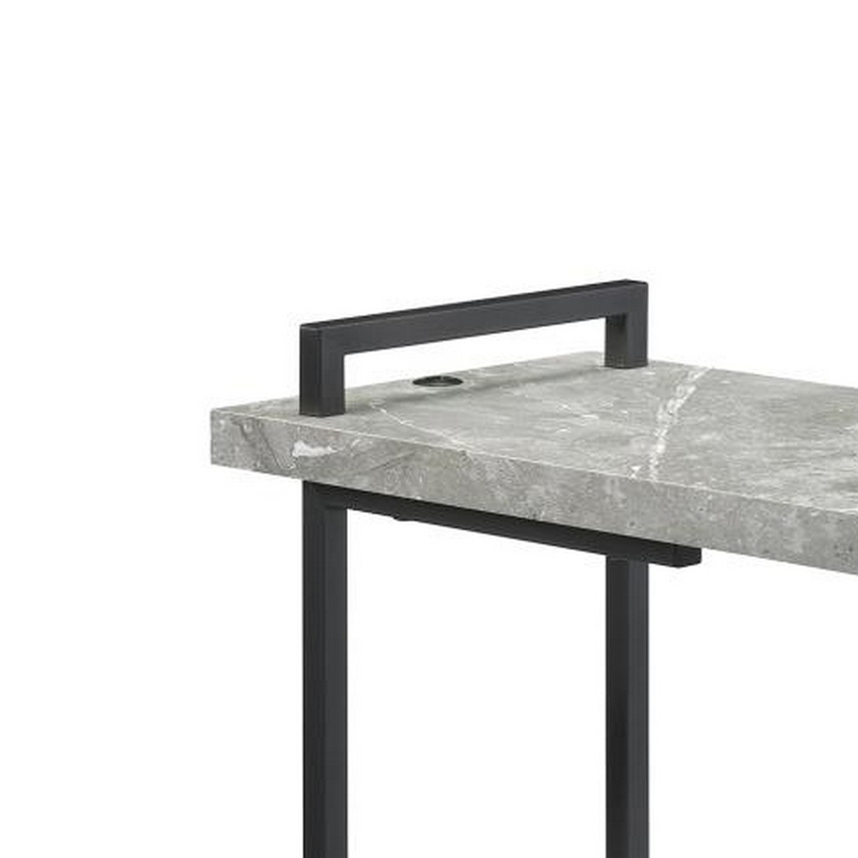 Side Table With Plugin And Cantilever Base, Gray- Saltoro Sherpi